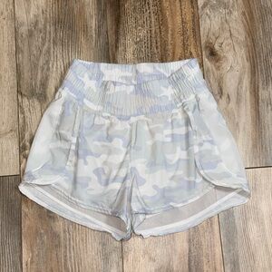 Altar'd State Blue and White Camouflage Athletic Shorts